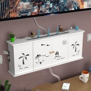 Etagère Murale-Compatible - DVD/Décodeur/Lecteur-Blanc-51CM