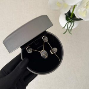 Ensemble chaine bracelet et boucles d'oreilles - Acier 14 Carats